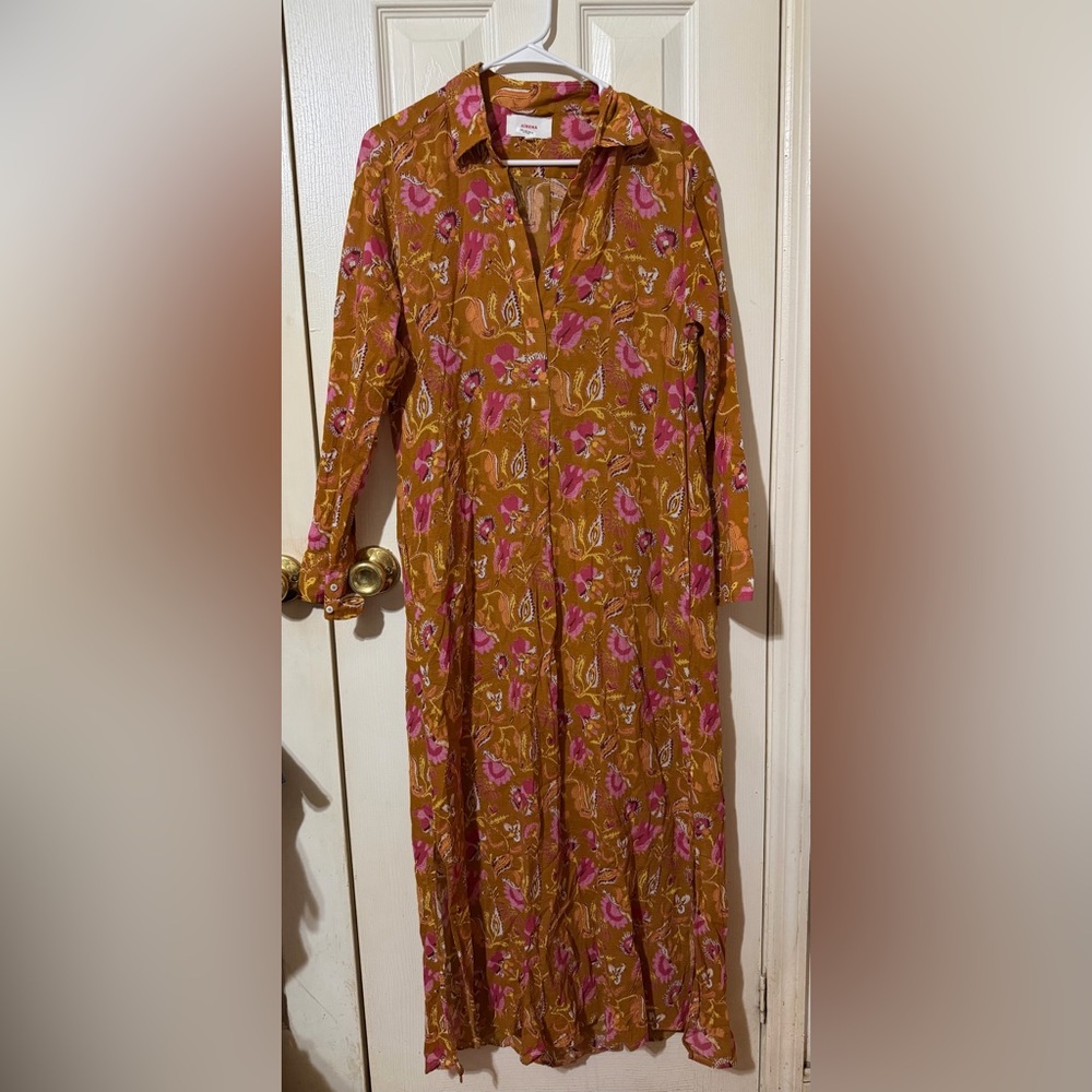 XiRENA Pink and Orange Floral Long Sleeve Dress